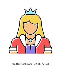 princess fairy tale color icon vector. princess fairy tale sign. isolated symbol illustration