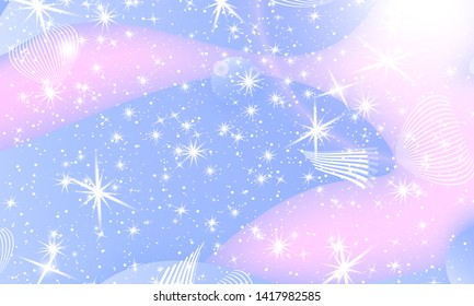 Princess fairytale background. Rainbow galaxy. Unicorn pattern. Mermaid rainbow fantasy stars. Pastel princess colors.