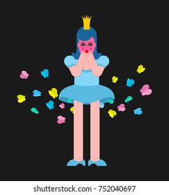 Princess fart butterfly. Woman farting. Sweet girl with crown. Vector illustration