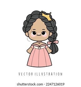 a princess flat design cartoon. Vector illustration
