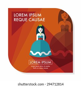 Princess flat icon with long shadow