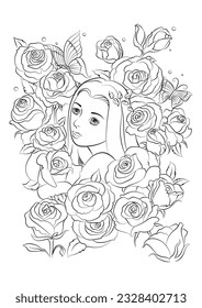 Princess flower. Rose flowers. Hand drawn vector illustration.