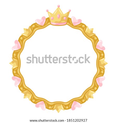 Princess frame with hearts and crowns. Stylized decoration children photography.