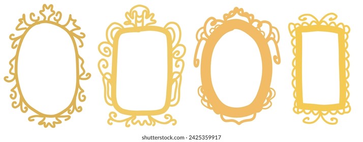 Princess frame.  Royal mirror frames and majestic prince doodle borders. 
A simple and cute frame design element in doodle style