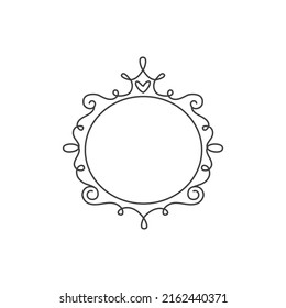 Princess frame. Royal mirror frame and majestic prince doodle border. Cute crown border. Outline vector illustration. 