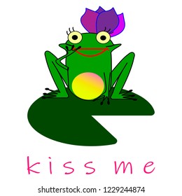 princess frog with flower say kiss me