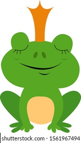 Princess frog, illustration, vector on white background.