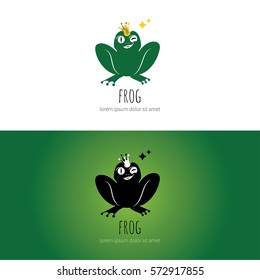 Princess frog logo. Vector illustration