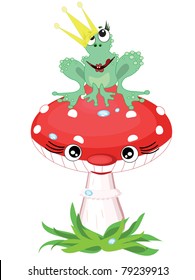  Princess frog on the mushroom