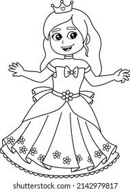 Princess In front of the Castle Coloring Isolated 