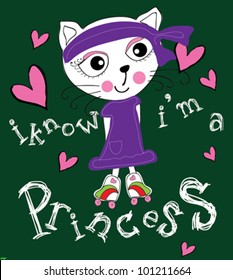 princess girl cat / T-shirt graphics / cute cartoon characters / cute graphics for kids / Book illustrations