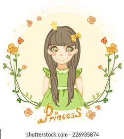 princess girl in the floral frame