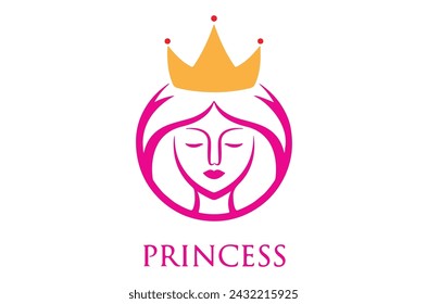 Plantilla de diseño de logotipo de niña de princesa