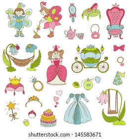 Princess Girl Set - for design and scrapbook - in vector