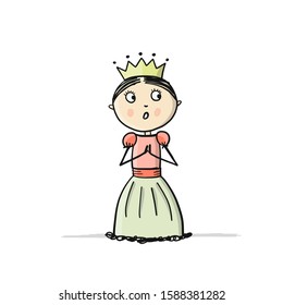 Princess girl, sketch for your design. Vector illustration