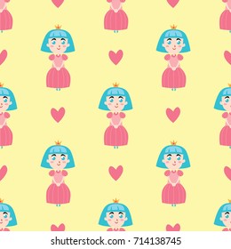 Princess girly theme seamless pattern