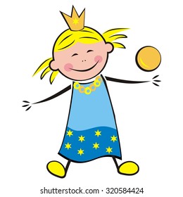 princess and golden balls, vector illustration