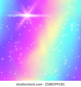 Princess Gradient. Pink Kawaii Invitation. Fairy Background. Iridescent Colorful Invite. Purple Magical Hologram. Lilac Mystical Pattern. Magic Texture. Dream Princess Gradient.