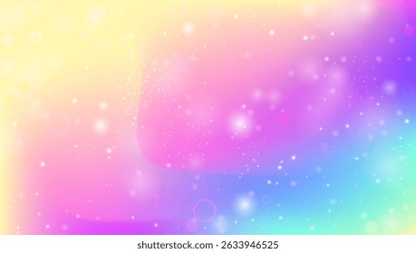 Princess Gradient. Pink Rainbow Pattern And Beautiful Magic Hologram. Purple Kawaii Background. Bright Neon Backdrop Of Galaxy, Sky, And Universe Light. Blue Princess Gradient.