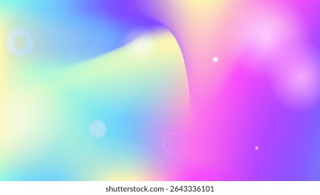Princesa Gradiente. Fundo De Unicórnio Rosa E Bela Kawaii Padrão. Holograma de Fadas Roxo. Sonho de Desenho Animado de Fantasia com Design Holográfico de Estrela Brilhante. Gradiente de Princesa Azul.