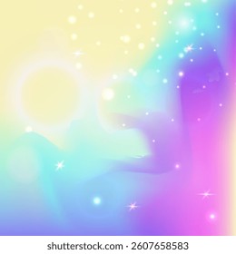 Princess Gradient. Purple Girl Pattern. Magic Invitation. Iridescent Abstract Invite. Pink Fantasy Background. Lilac Magical Hologram. Fairy Backdrop. Cute Princess Gradient.