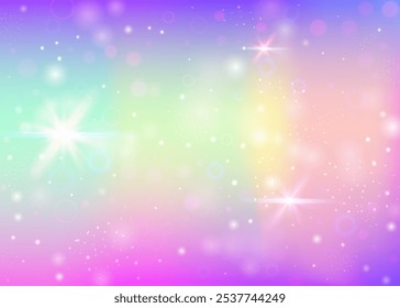 Prinzessinnen-Farbverlauf. Purple Rainbow Pattern. Kawaii-Hintergrund. Märchenhafter abstrakter Effekt. Pink Fantasy Hologramm. Blaue kosmische Einladung. Magische Textur. Traum Prinzessin Gradient.