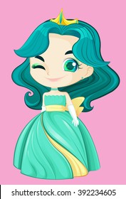 Princess with green-water dress