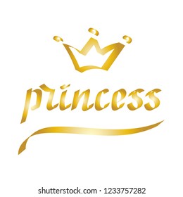 Princess, The hand lettering of a flat brush. Vector illustration.