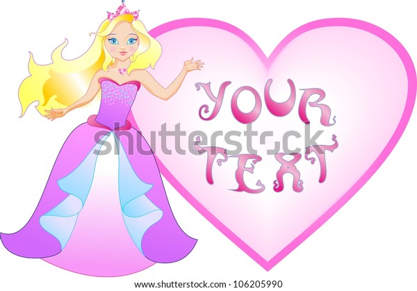 Download Princess Has Big Heart Writing Your Stock Vector (Royalty ...