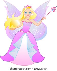 The princess has the wings and magic wand