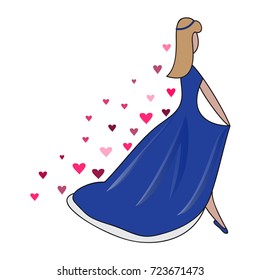 Princess and hearts. Vector illustration.