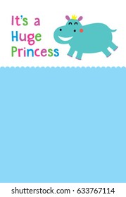 Princess Hippo Baby Arrival Vector