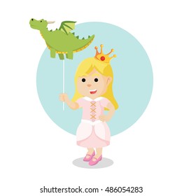 princess with holding dragon balloon