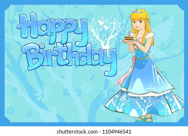 princess holding a piece of birthday cake