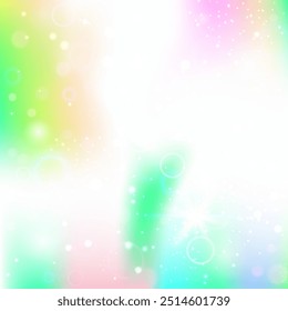 Holograma da Princesa. Padrão Mágico Verde. História de Kawaii. Malha mágica iridescente. Gradiente Amarelo Desfocado. Convite de Galáxia Azul. Textura de Fadas. Holograma de Princesa Doce.