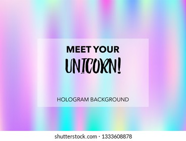 Princess Hologram Neon Vector Background. Luxury Trendy Tender Pearlescent Glam Overlay. Vibrant Holographic Princess, Fairytale, Cute Girlie Background. Unicorn Fairy Tale Cute Hologram Gradient
