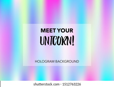 Princess Hologram Neon Vector Background. Luxury Trendy Tender Pearlescent Color Overlay. Cool Funky Holographic Princess, Fairytale, Cute Girlie Texture. Unicorn Fairy Tale Glitch Hologram Gradient