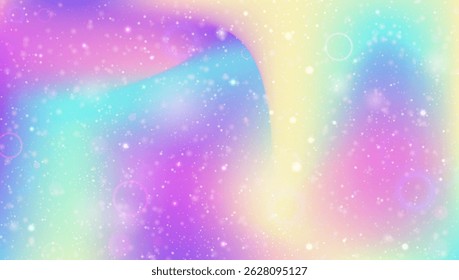 Holograma da Princesa. Padrão De Fadas Rosa E Bonito Gradiente Kawaii. Fundo de Arco-íris roxo. Textura Espumante Bonito Com Glitter Doce E Efeito Aquarela. Holograma Princesa Azul.