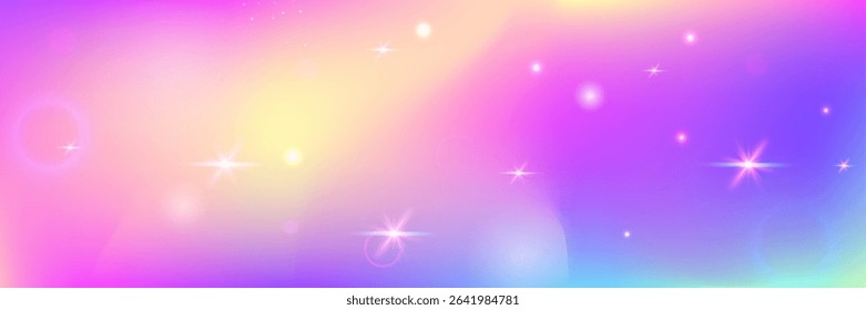 Princess Hologram. Pink Magic Gradient And Beautiful Rainbow Pattern. Purple Fairy Background. Bright Universe Dream With Shiny Fairytale Glitter. Blue Princess Hologram.