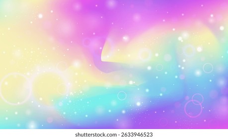 Princess Hologram. Pink Magic Pattern And Beautiful Unicorn Gradient. Purple Rainbow Background. Fantasy Cartoon Dream With Shiny Holographic Star Design. Blue Princess Hologram.