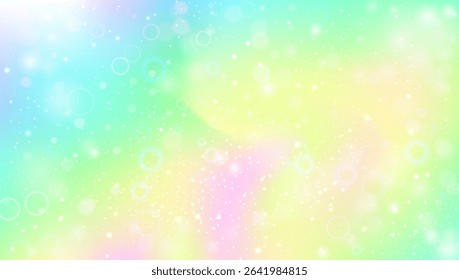 Princess Hologram. Pink Magic Pattern And Beautiful Kawaii Background. Purple Rainbow Gradient. Fantasy Wallpaper Of Neon Space And Cartoon Galaxy. Blue Princess Hologram.
