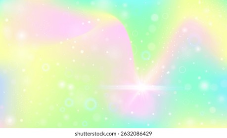 Princess Hologram. Pink Unicorn Gradient And Beautiful Fairy Pattern. Purple Rainbow Background. Glitter And Sparkle In A Cute Fantasy Universe Space. Blue Princess Hologram.