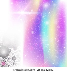 Princess Hologram. Purple Girl Background. Fairy Gradient. Holographic Girlish Mesh. Pink Mystical Invitation. Lilac Magical Pattern. Rainbow Glitter. Candy Princess Hologram.