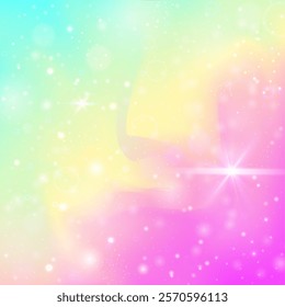 Princess Hologram. Rainbow Invitation. Blue Universe Background. Iridescent Mystical Effect. Purple Colorful Pattern. Pink Magic Gradient. Fairy Backdrop. Party Princess Hologram.