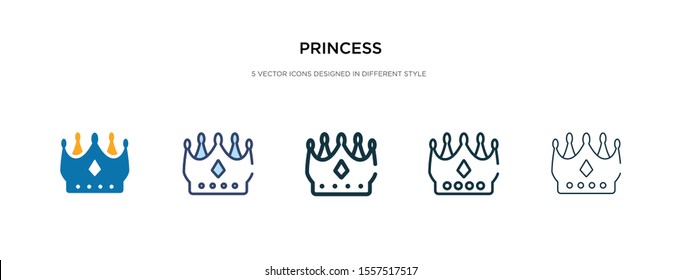 princess icon in different style vector illustration. two colored and black princess vector icons designed in filled, outline, line and stroke style can be used for web, mobile, ui