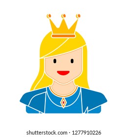 Princess Icon - Princess Isolate, Fairytale Queen Illustration - Vector Princess