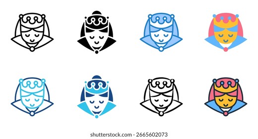 Princess icon set multiple style collection 
