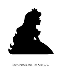 Princess icon silhouette vector illustration on white background.
