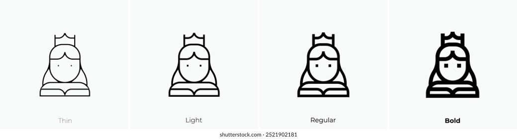 princess icon. Thin, Light Regular And Bold style design isolated on white background