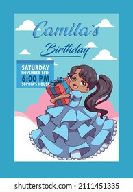 princess invitation birthday beautiful vector